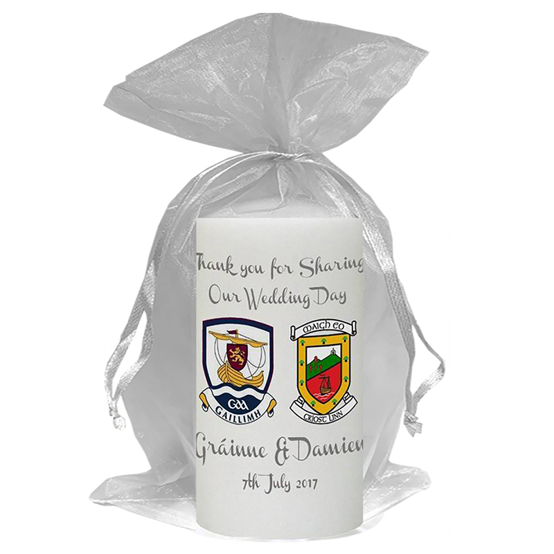 Customised Wedding Candles - County Crest Silver Crest