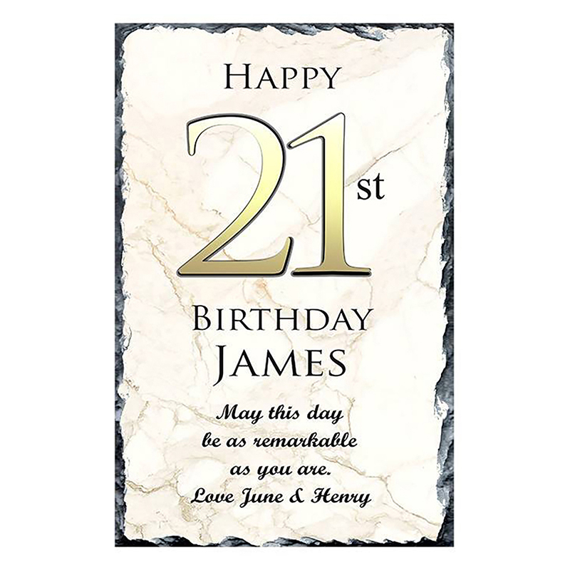 Personalsied Birthday Slate Gift - 21st Birthday Delight Gold