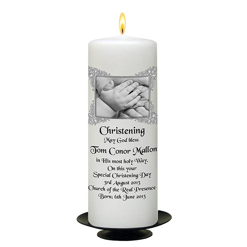 Customised Christening Candle - Baby Hands