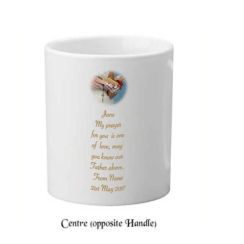 Customised First Communion Mug Gift - Hands Girl