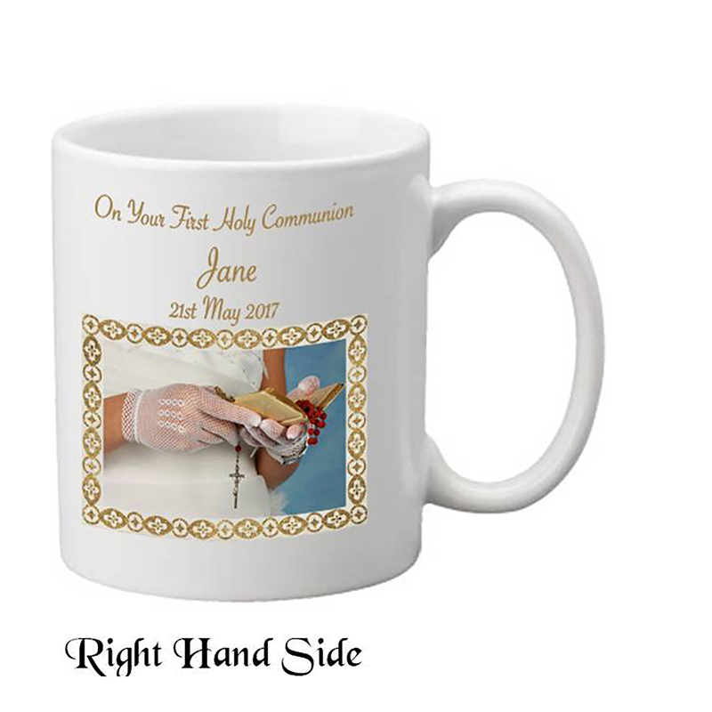 Customised First Communion Mug Gift - Hands Girl