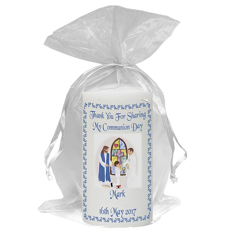 Customised 1st Holy Communion Candle - Modern Boy