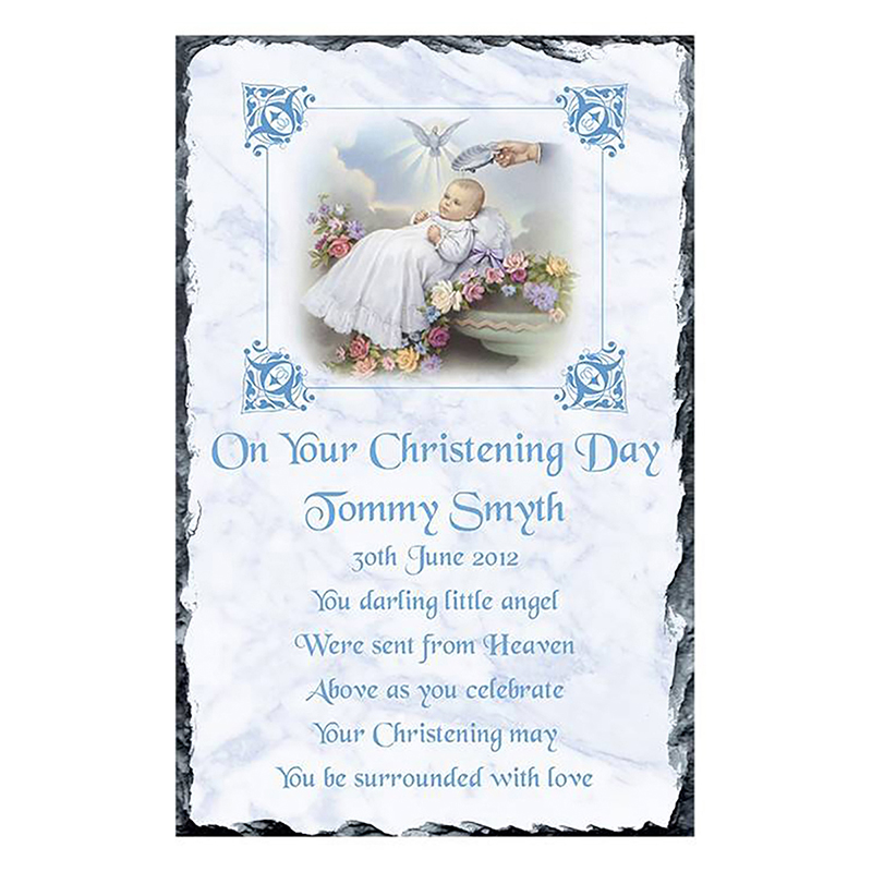 Customised Boys Christening Candle - Traditional Blue