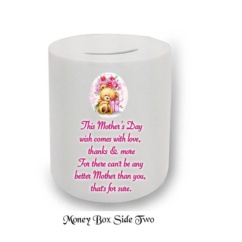 Customised Mothers Day Money Box Gift - Teddy & Presents
