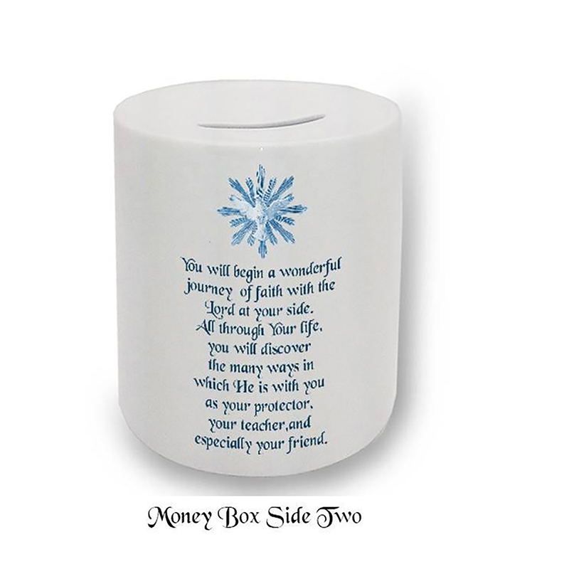 Customised Confirmation Money Box - Open Dove Blue