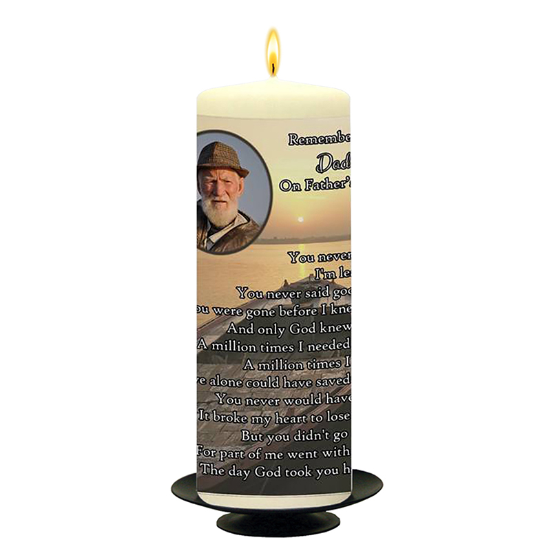 Customised Remembrance Candle - Boat Sunset with Photo