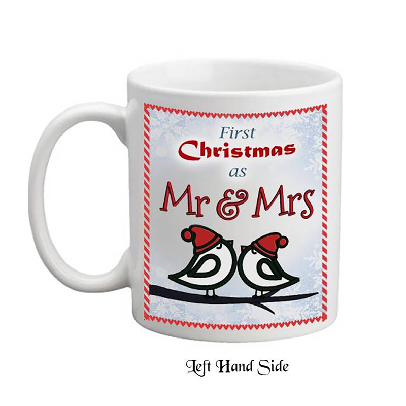 Customised Christams Mug Gift - Kissing Birds - Our First Xmas