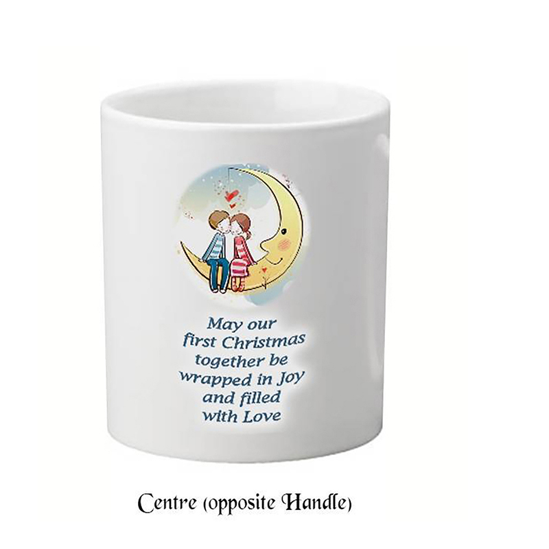 Customised Christmas Mug Gift - Moon Kissing Lovers - Our First Xmas