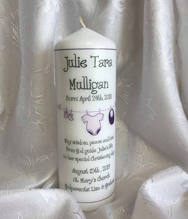 Customised Girls Christening Candle - All The Little Things Pink