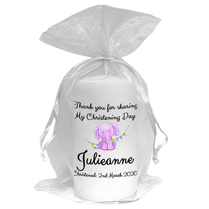 Thank you Christening Favour - Elephant Party Purple
