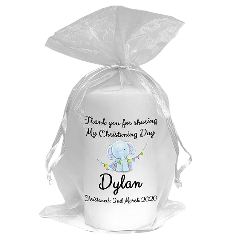 Thank you Christening Favour - Elephant Party Blue