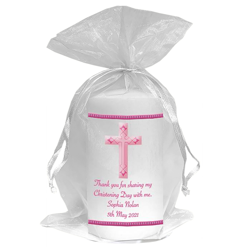 Thank you Christening Favour - Cross Pink