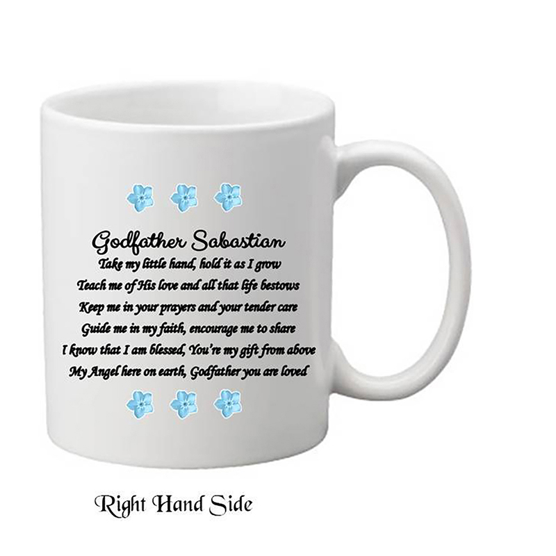 Customised Godfather Mug Gift - Forget Me Knots Blue with Photo