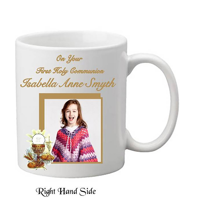 Customised 1st Holy Communion Mug Gift - Girl Chalice & Bible with Photo