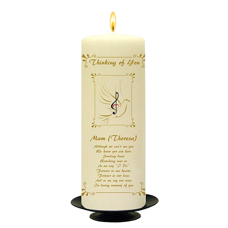 Customised Wedding Remembrance Candle - Musical Heart Gold