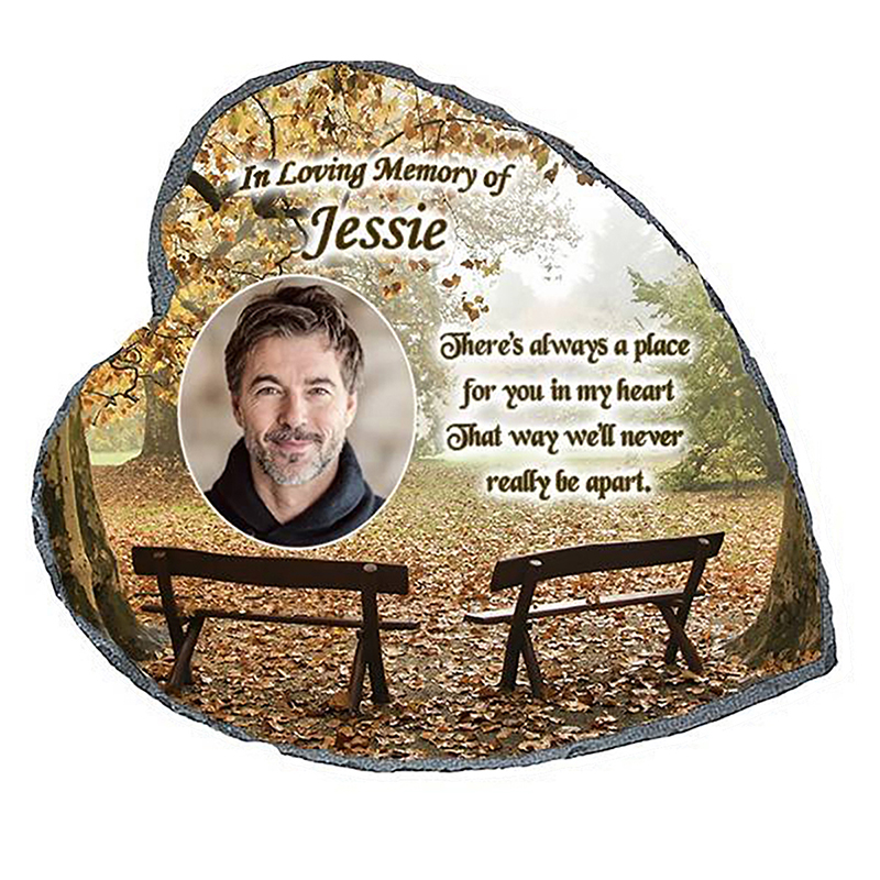 Personalsied Remembrance Slate - Benches with Photo Heart