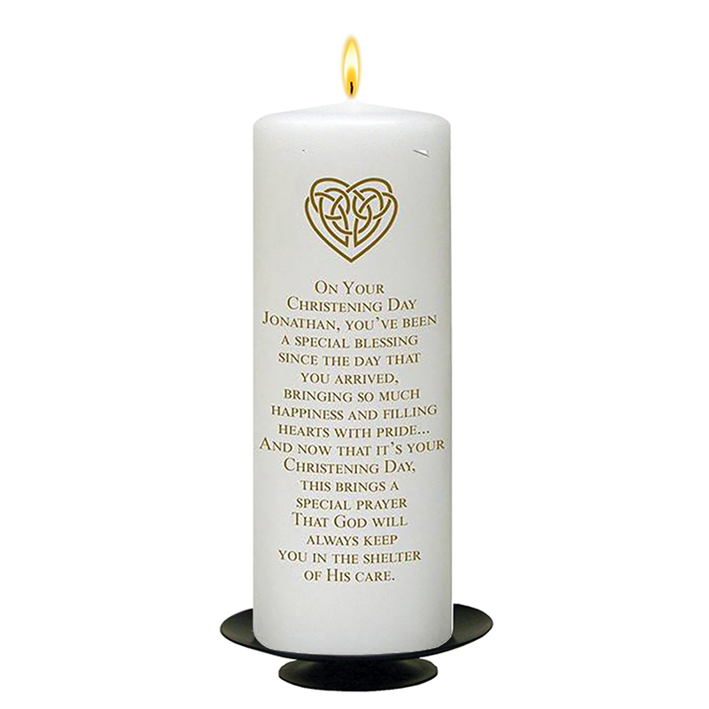 Peronsonalised Boys Christening Candle - Mothers Love Knot