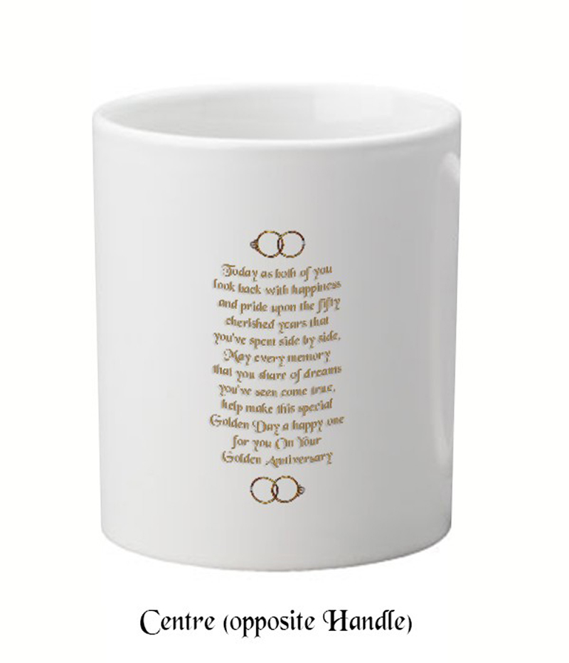Customised Wedding Anniversary Mug Gift - Golden (50th) Ribbons with Photo