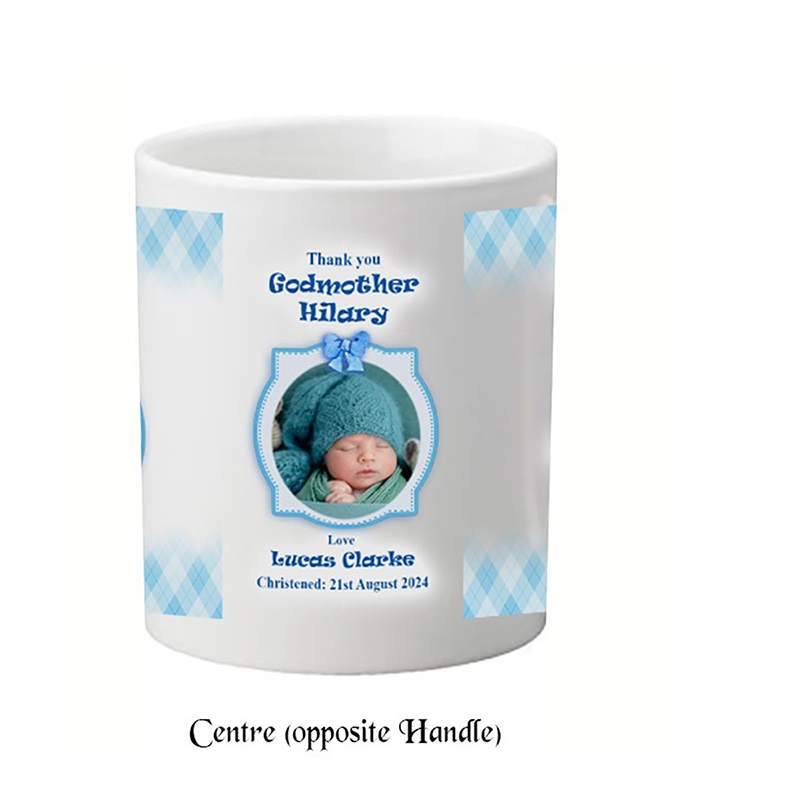 Customised Godfather Mug Gift - Teddy & chair with Photo