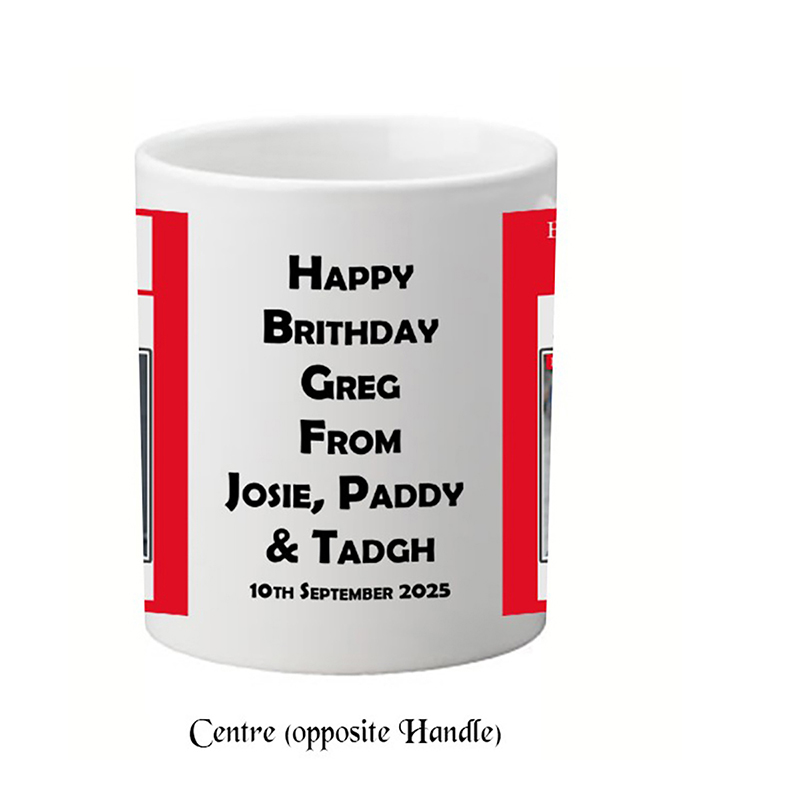 Customised Birthday Mug Gift - Birthday News - Red with photo