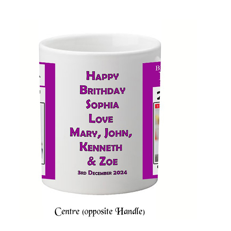 Customised Birthday Mug Gift - Birthday News - Purple with photo