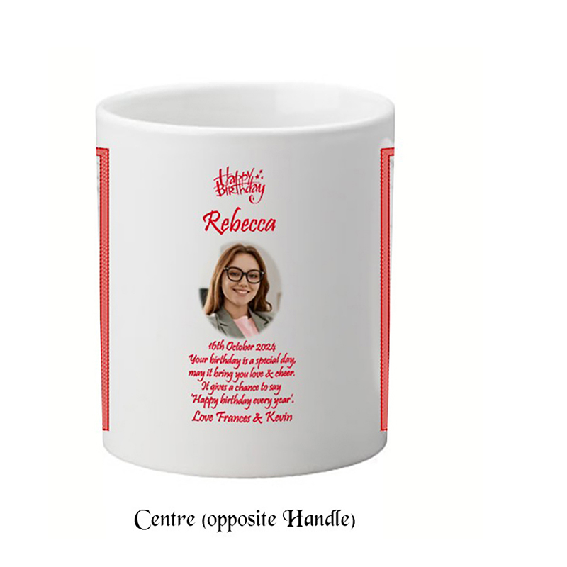 Customised Birthday Mug Gift - Birthday Stars Red with photo