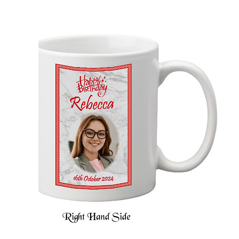 Customised Birthday Mug Gift - Birthday Stars Red with photo