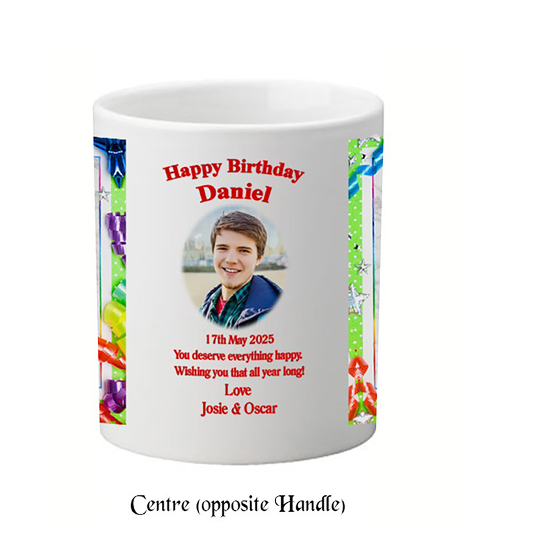 Customised Birthday Mug Gift - Birthday Ribbons with photo