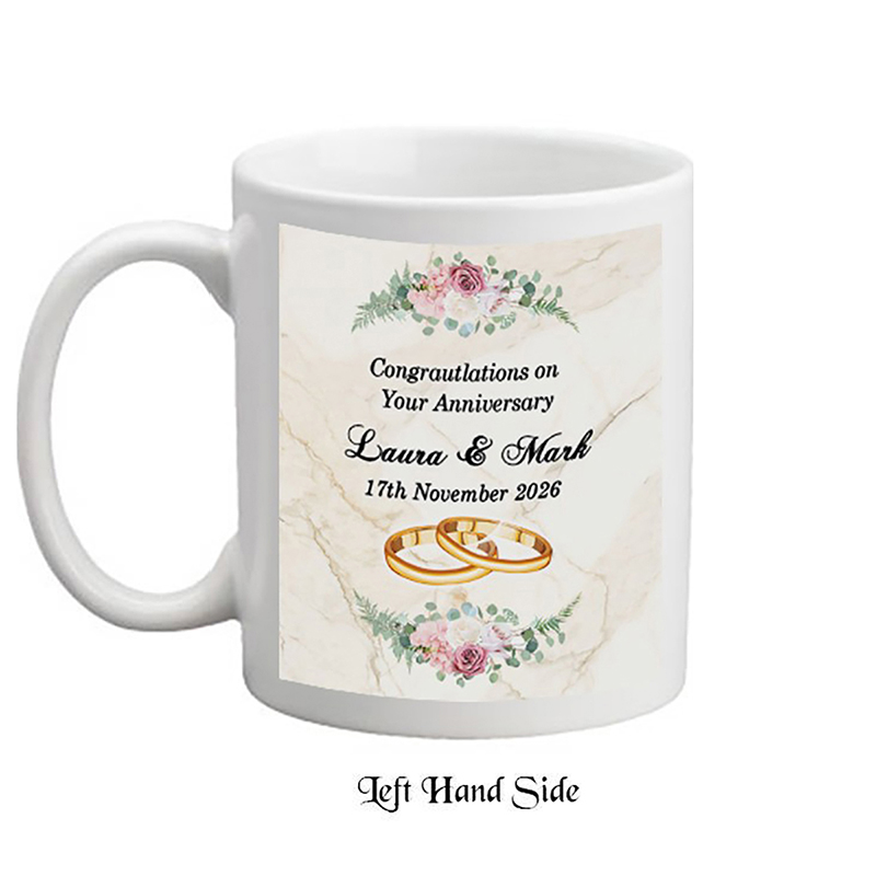 Customised Mug Gift - Elegant Flowers & Rings