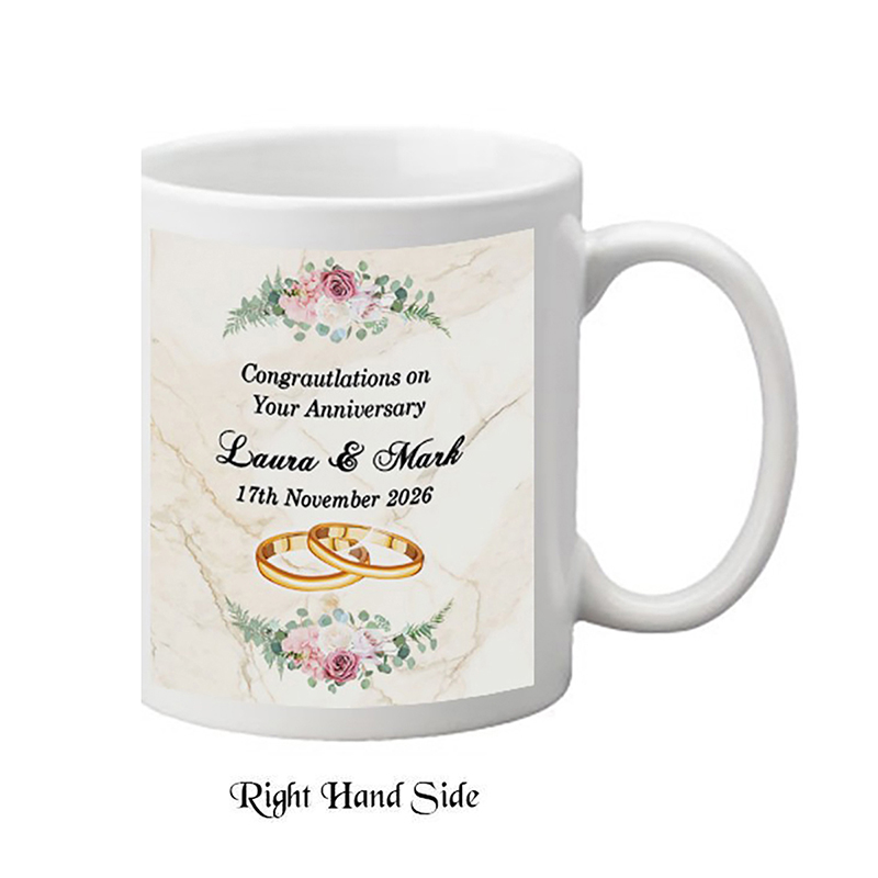 Customised Mug Gift - Elegant Flowers & Rings