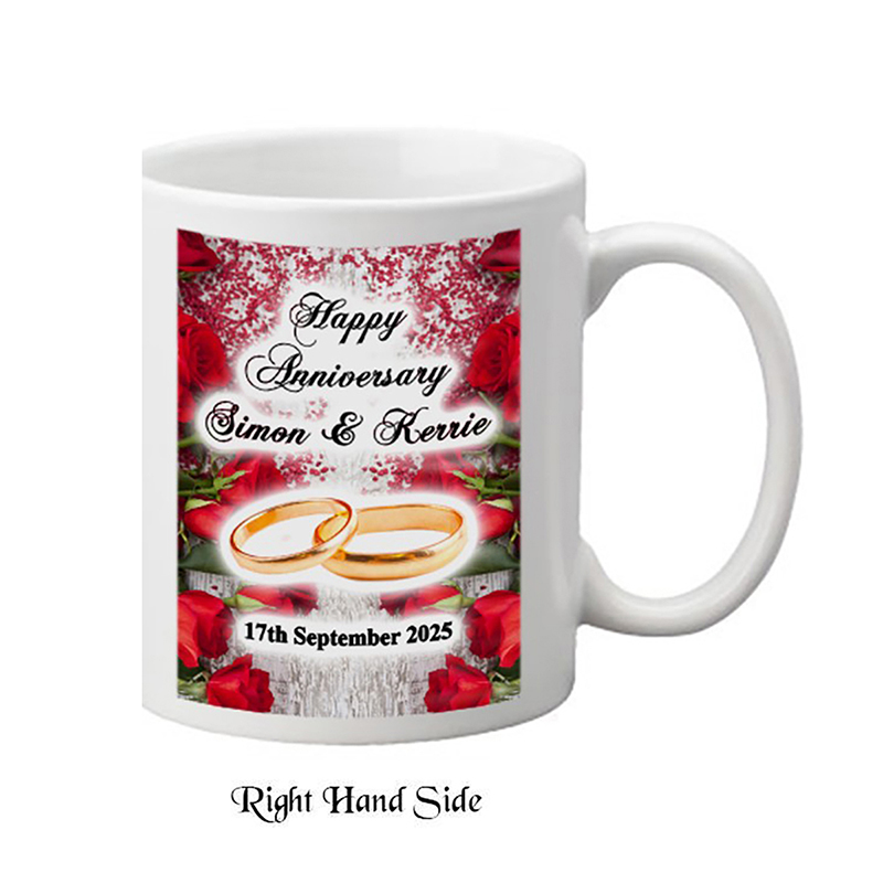 Customised Wedding Anniversary Mug Gift - Red Roses