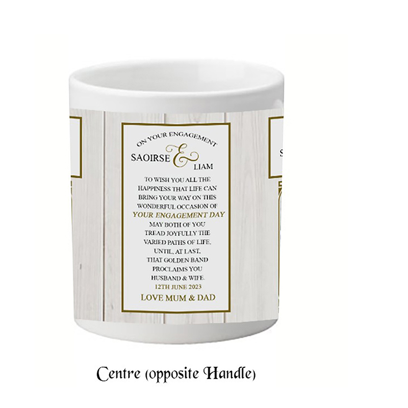 Customised Engagement Mug Gift - Floral border with Photo