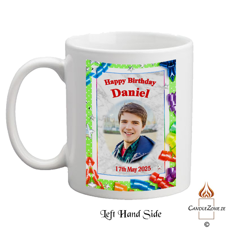 Customised Birthday Mug Gift - Birthday Ribbons with photo