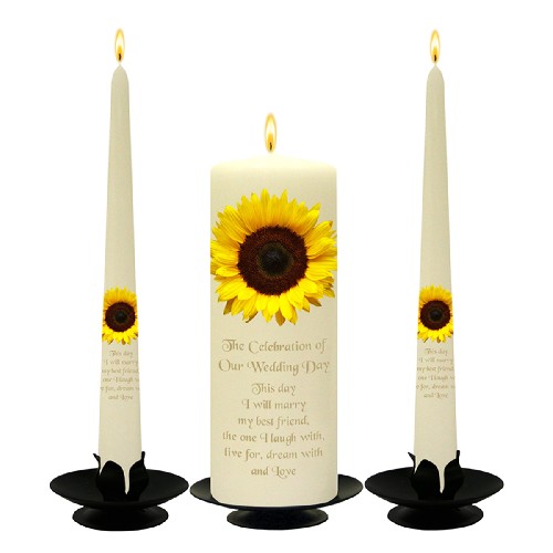 Customised Wedding Candles - Blossom Flowers & Silver Rings