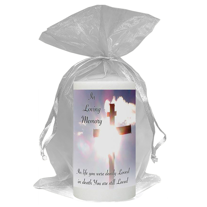 Customised Remembrance Favour Candle - Cross & Clouds