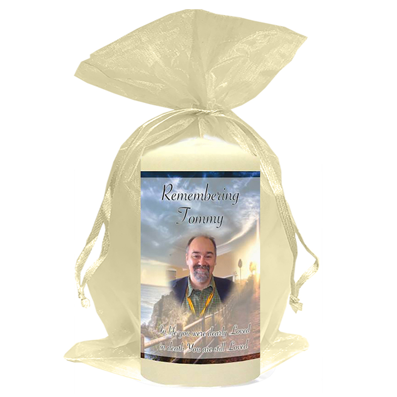 Customised Remembrance Favour Candle - Sun & Cliffs View Photo