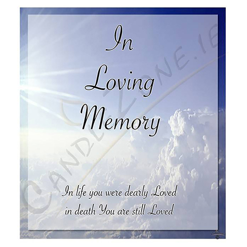 Customised Remembrance Favour Candle - Blue Skies & Clouds
