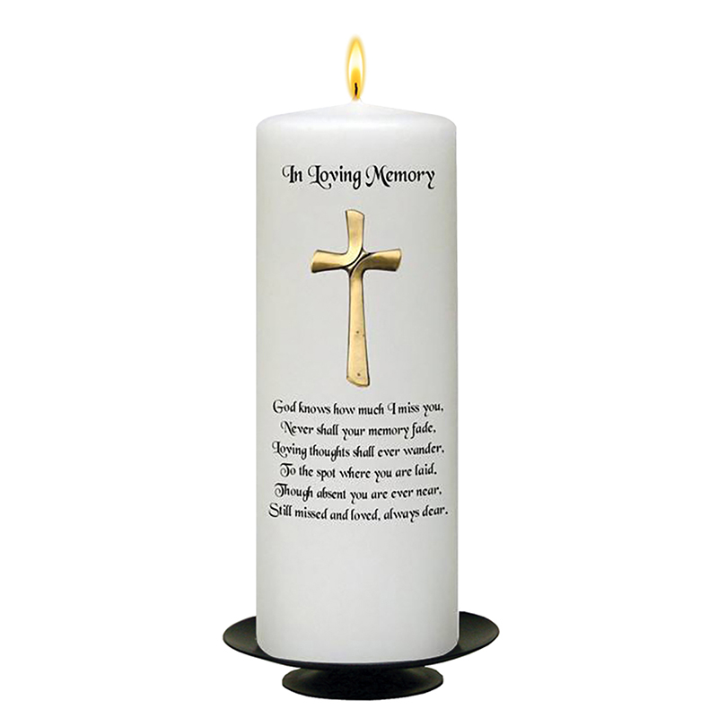 Customised Remembrance Candle - Gold Cross Remembrance Candle