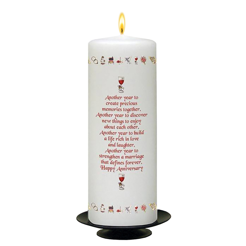 Customised Wedding Anniversary Candle Gift - 40th (Ruby) Anniversary - Ribbons & Photo