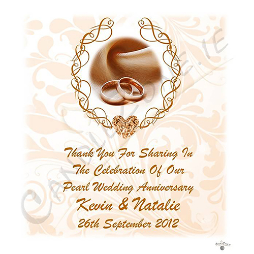 Customised Wedding Anniversary Favour Candle - 30th Anniversary - Love Heart Gem