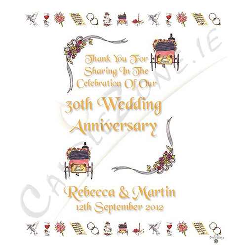 Customised Wedding Anniversary Favour Candle - 30th Anniversary - Ribbons