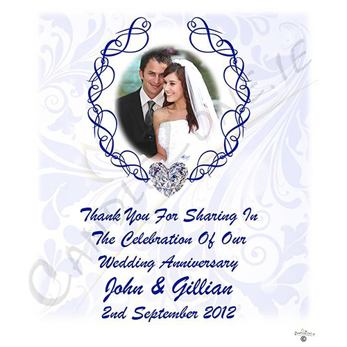Customised Wedding Anniversary Favour Candle - Happy Anniversary - Love Heart Gem & Photo