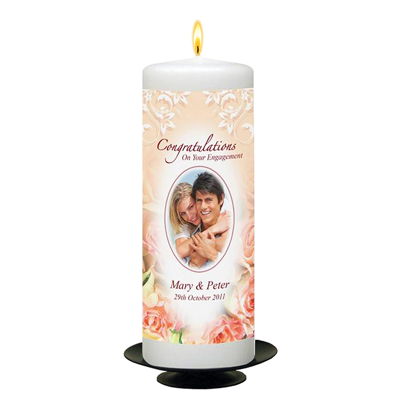 Customised Engagement Candle Gift - Roses with Photo