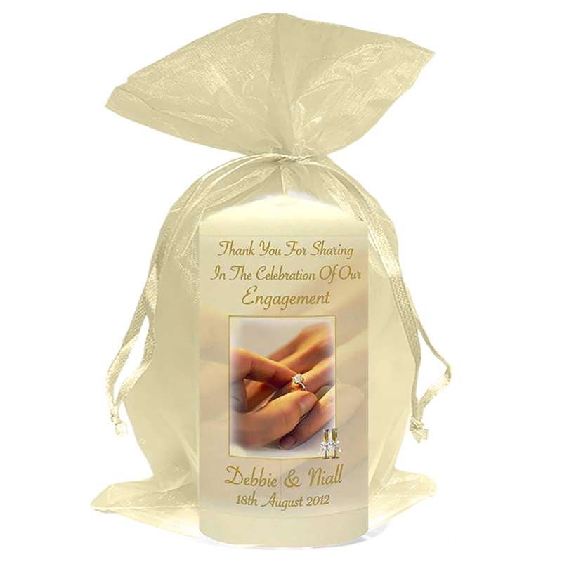 Engagement Favour Candle - Gold Hands & Glasses