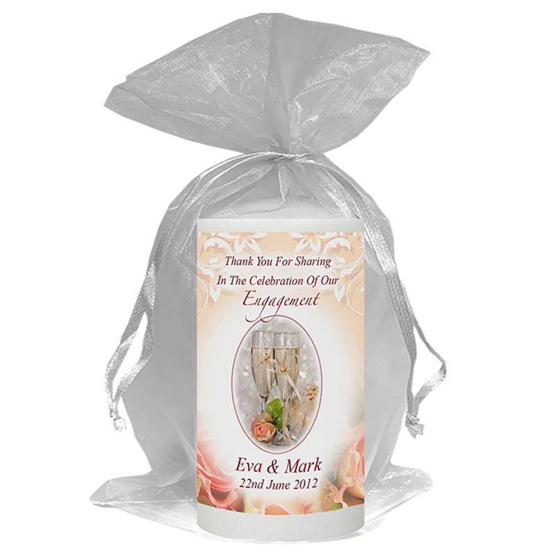 Engagement Favour Candle - Glasses & Roses
