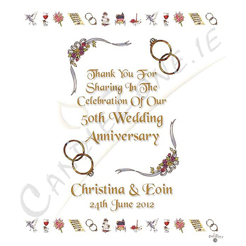 Customised Wedding Anniversary Favour Candle - 50th Anniversary - Ribbons