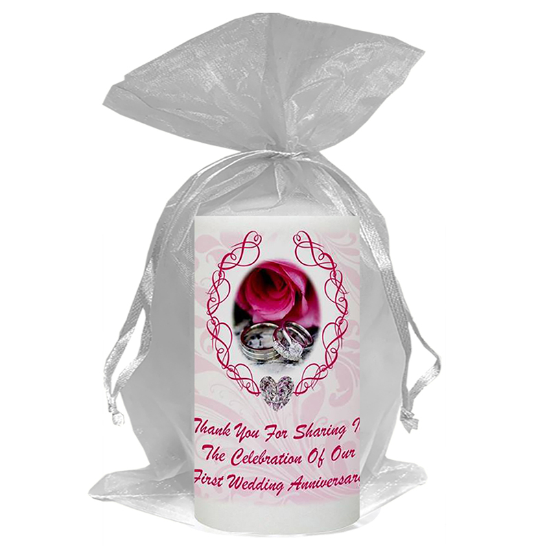 Customised Wedding Anniversary Favour Candle - 1st Anniversary - Love Heart Gem