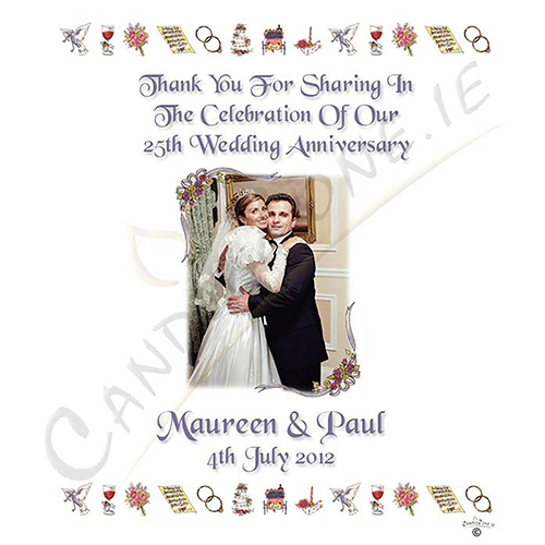 Customised Wedding Anniversary Favour Candle - Happy Anniversary - Ribbons & Photo