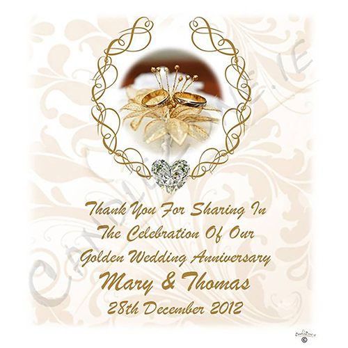 Customised Wedding Anniversary Favour Candle - 50th Anniversary - Love Heart Gem