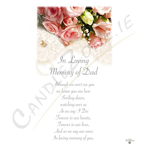 Customised Wedding Remembrance Candle - Pearl & Pink Roses Silver Script